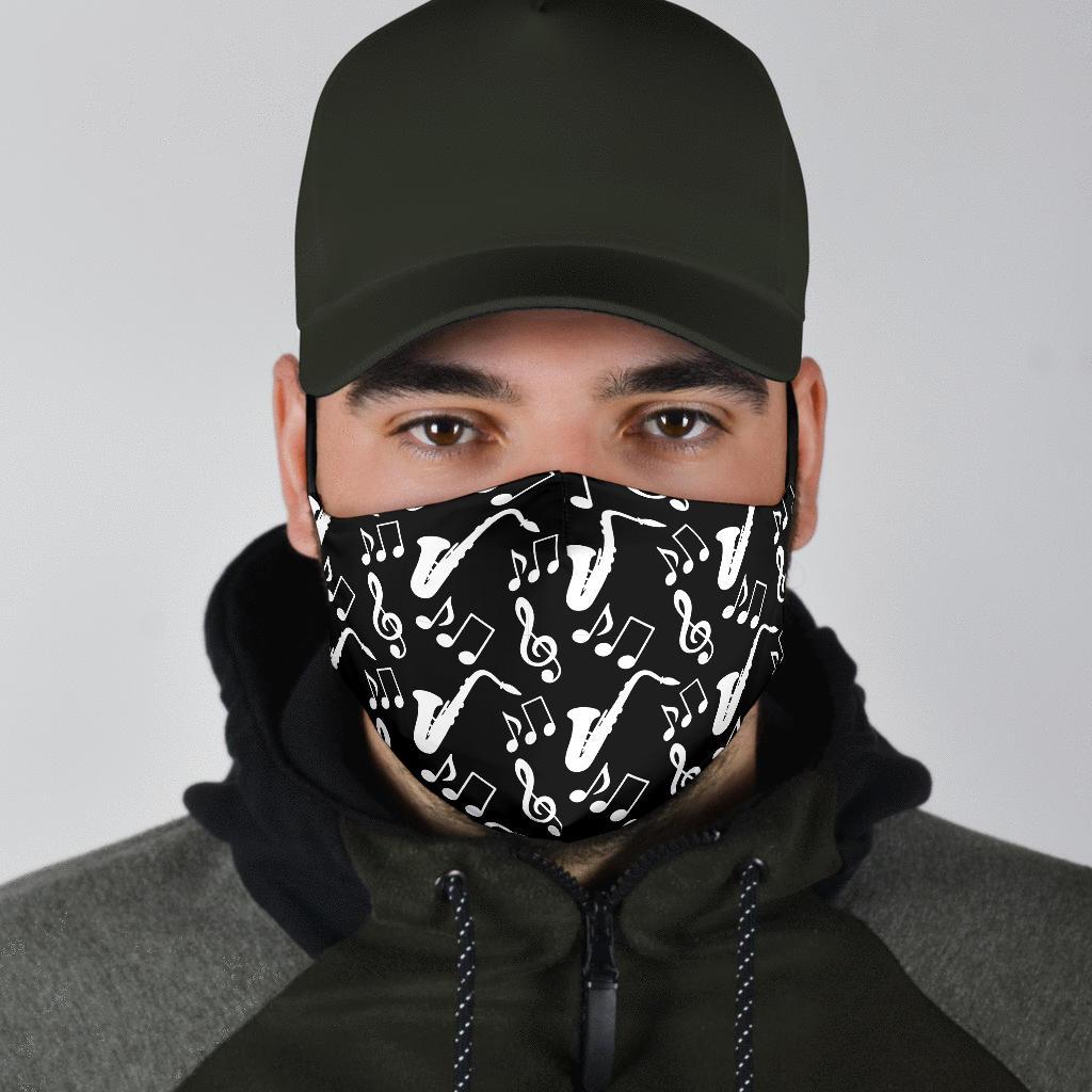 Saxophone Print Pattern Face Mask-grizzshop