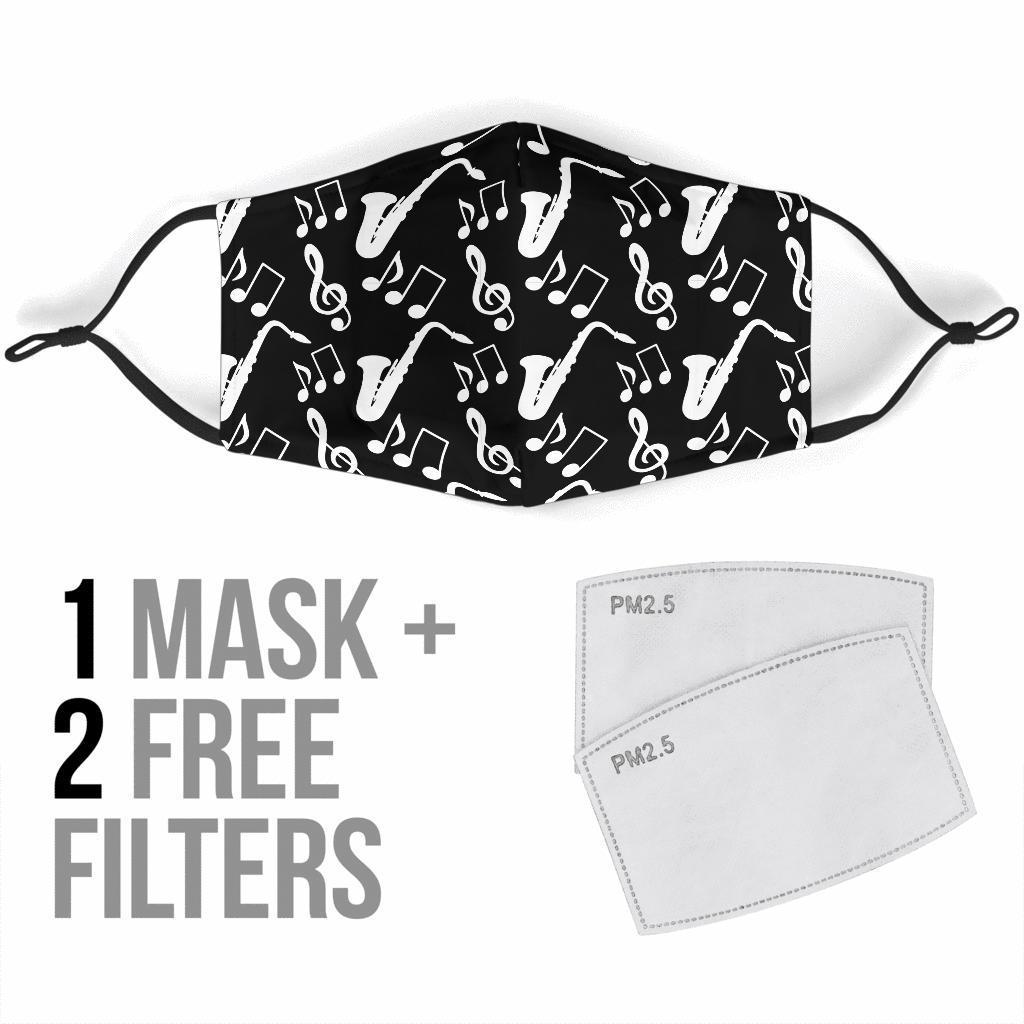 Saxophone Print Pattern Face Mask-grizzshop