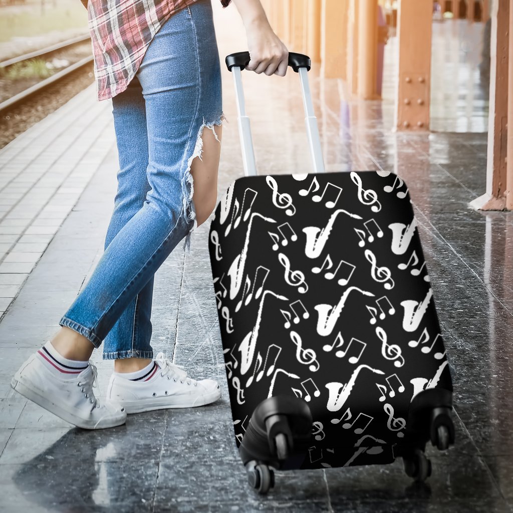 Saxophone Print Pattern Luggage Cover Protector-grizzshop