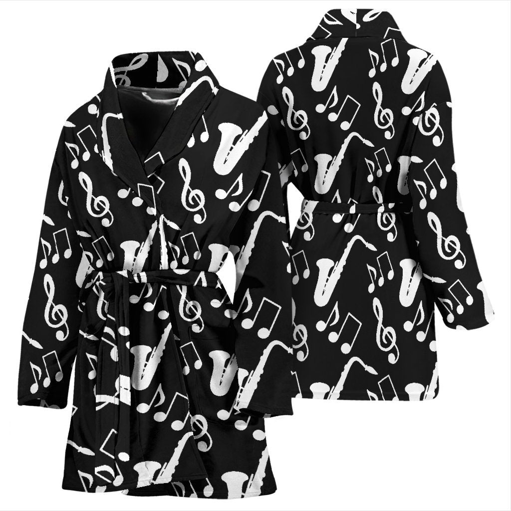 Saxophone Print Pattern Pattern Print Women Long Robe-grizzshop