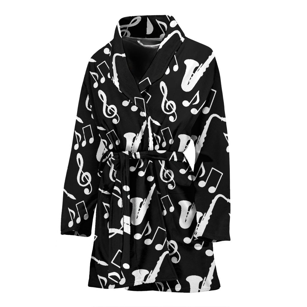 Saxophone Print Pattern Pattern Print Women Long Robe-grizzshop