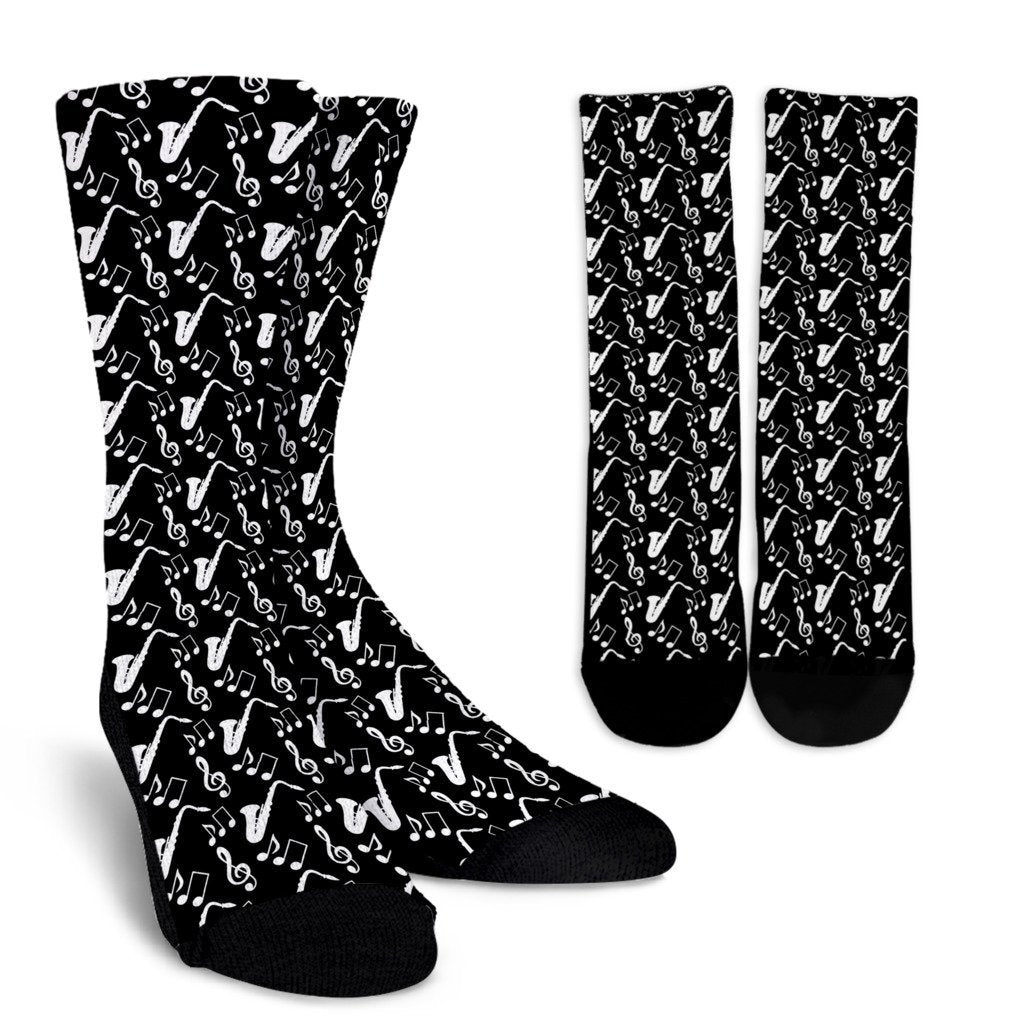 Saxophone Print Pattern Unisex Crew Socks-grizzshop
