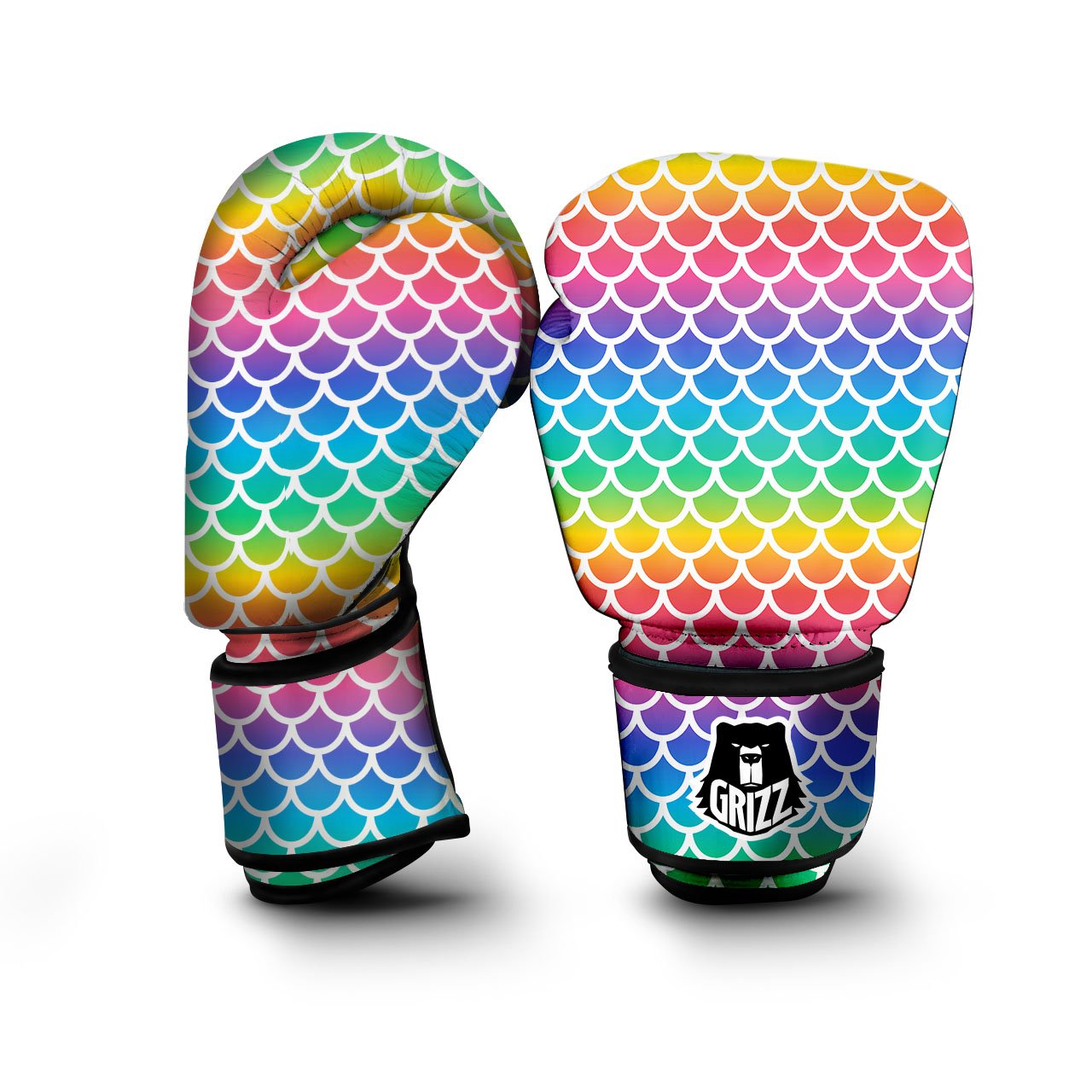 Scale Rainbow Mermaid Print Pattern Boxing Gloves-grizzshop