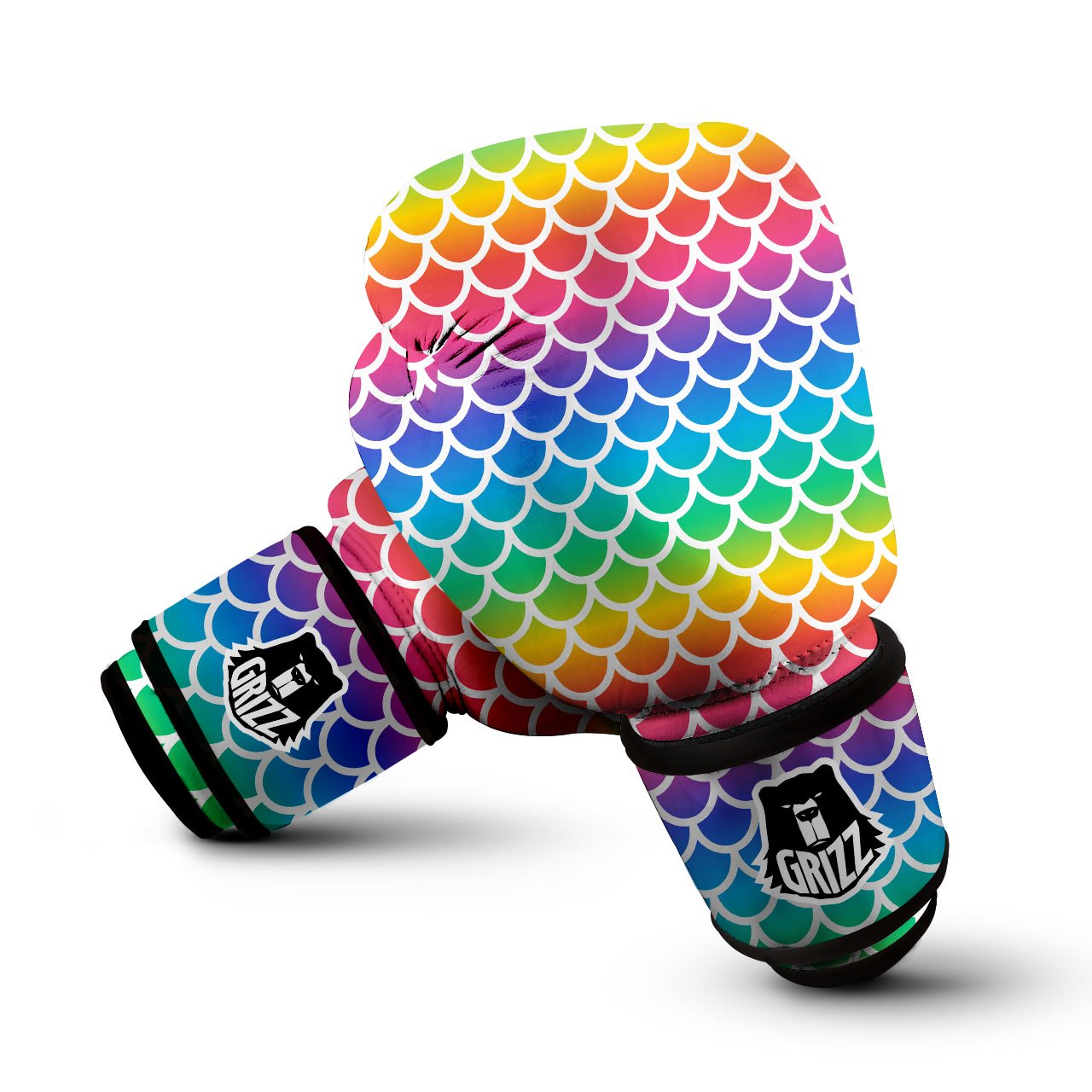 Scale Rainbow Mermaid Print Pattern Boxing Gloves-grizzshop