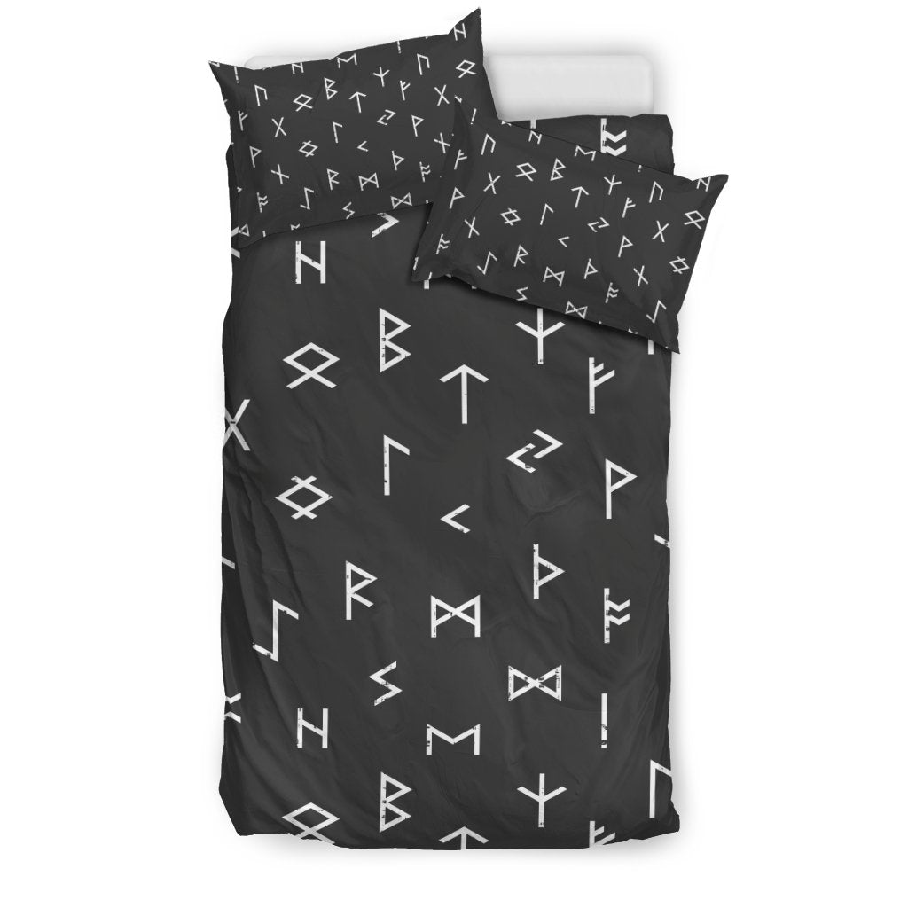 Scandinavian Viking Futhark Norse Runes Pattern Print Duvet Cover Bedding Set-grizzshop