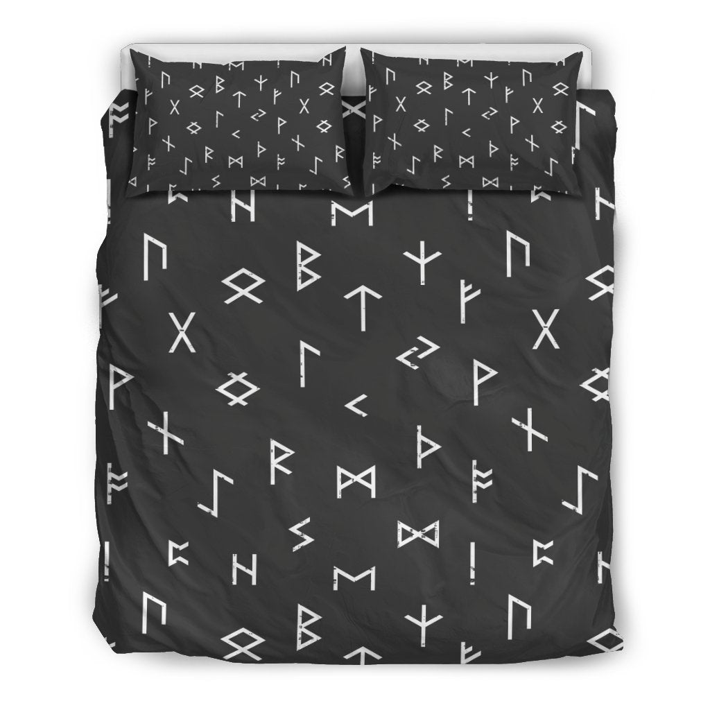 Scandinavian Viking Futhark Norse Runes Pattern Print Duvet Cover Bedding Set-grizzshop