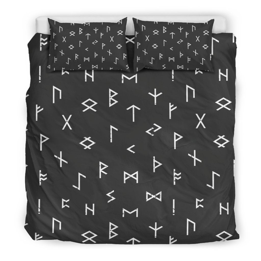 Scandinavian Viking Futhark Norse Runes Pattern Print Duvet Cover Bedding Set-grizzshop