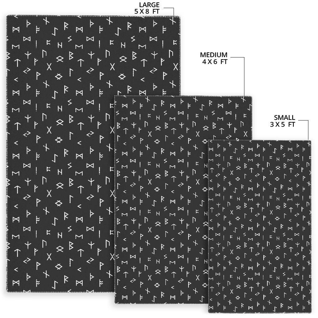 Scandinavian Viking Futhark Norse Runes Pattern Print Floor Mat-grizzshop