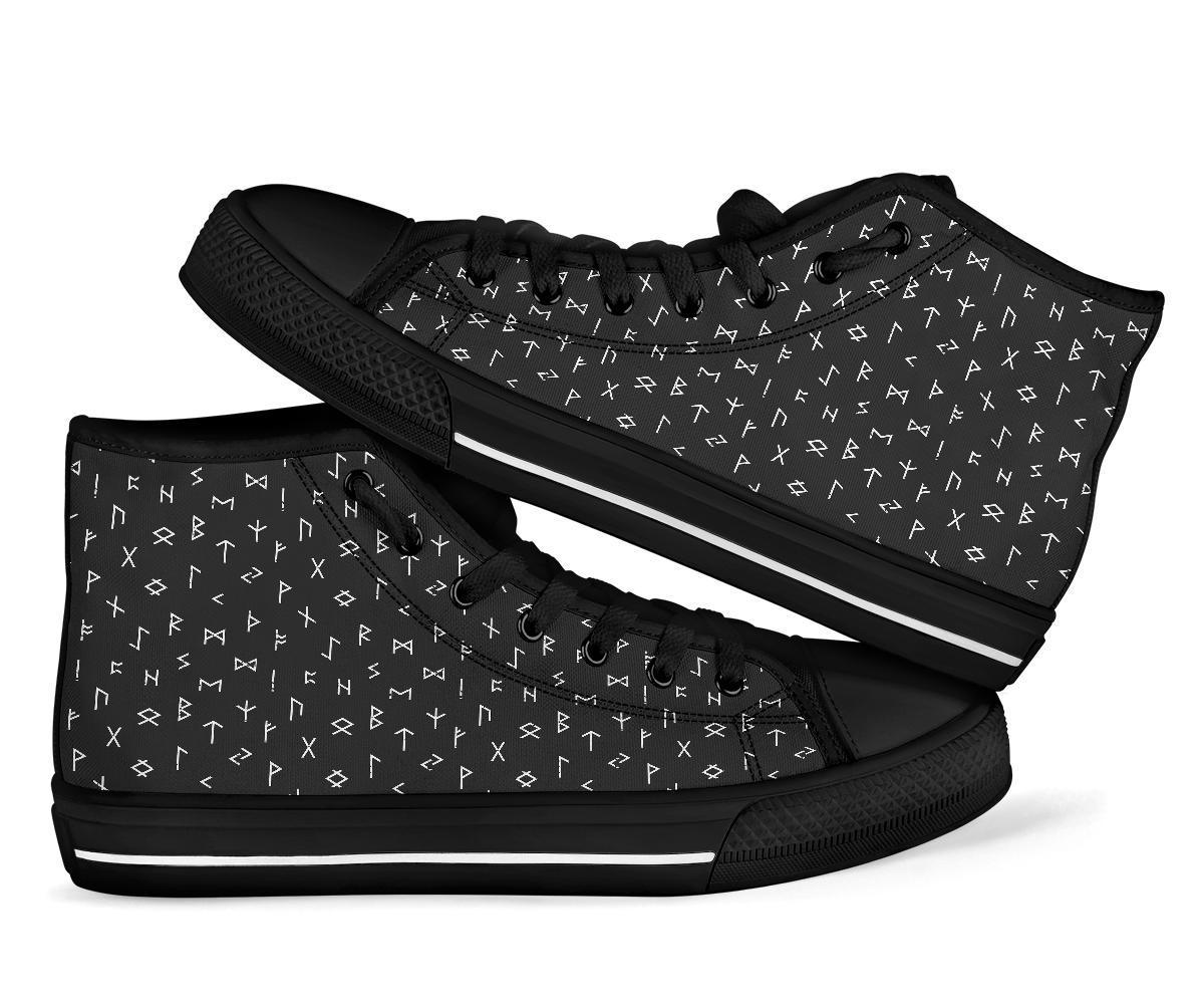 Scandinavian Viking Futhark Norse Runes Pattern Print Men Women's High Top Shoes-grizzshop
