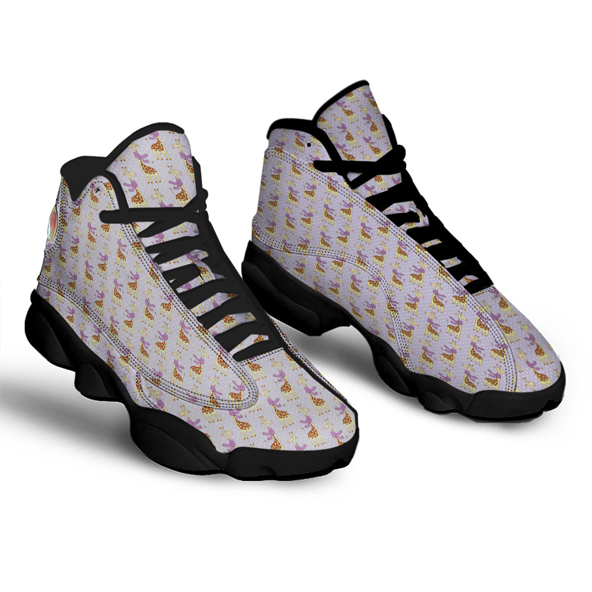 Scarf With Giraffe Print Pattern Black Basketball Shoes-grizzshop
