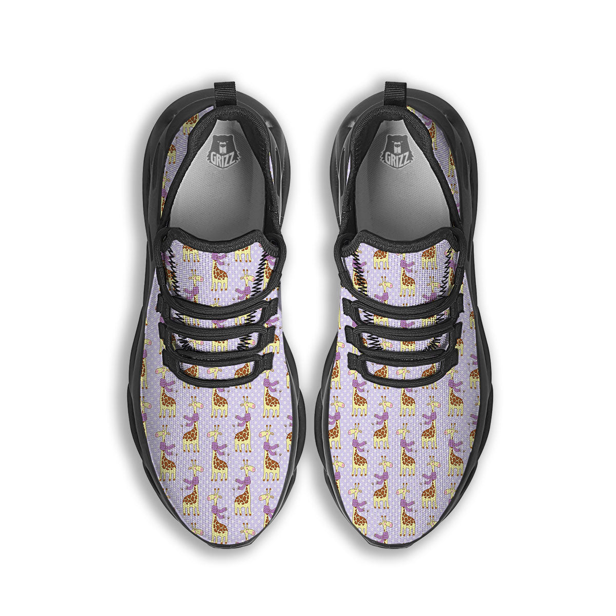 Scarf With Giraffe Print Pattern Black Running Shoes-grizzshop