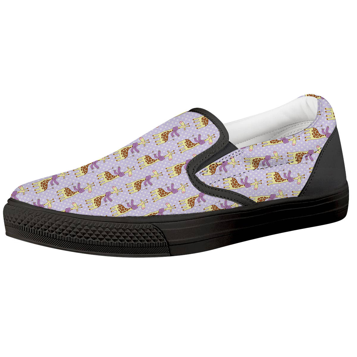 Scarf With Giraffe Print Pattern Black Slip On Shoes-grizzshop