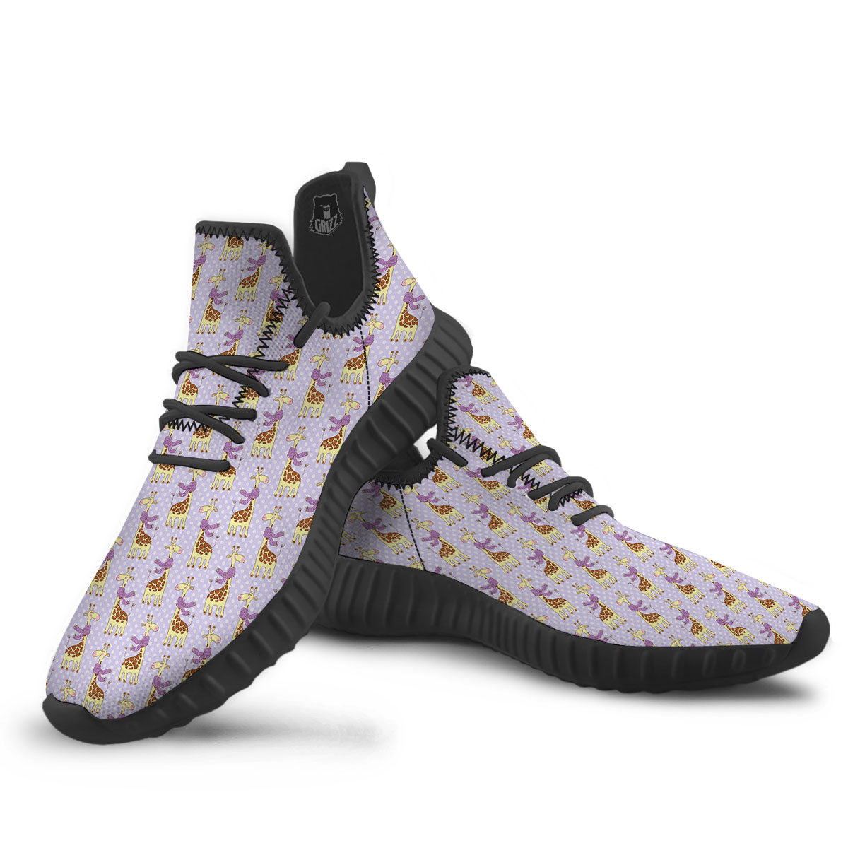 Scarf With Giraffe Print Pattern Black Walking Shoes-grizzshop