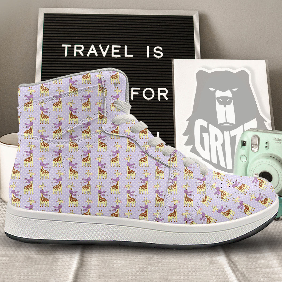 Scarf With Giraffe Print Pattern High Top Sneakers-grizzshop