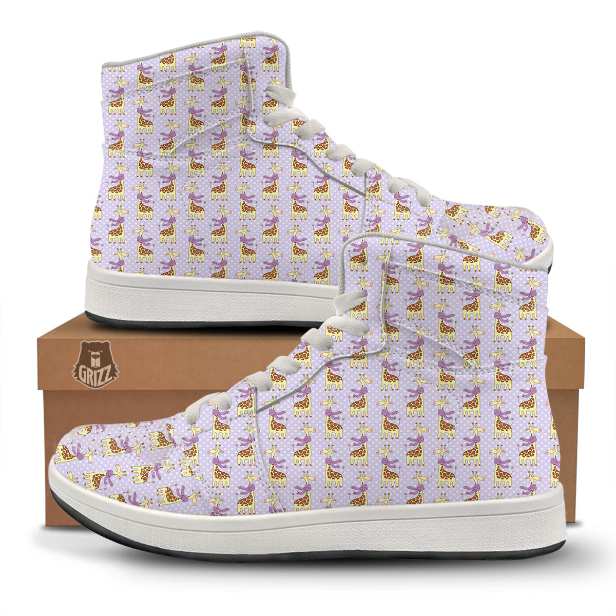Scarf With Giraffe Print Pattern High Top Sneakers-grizzshop
