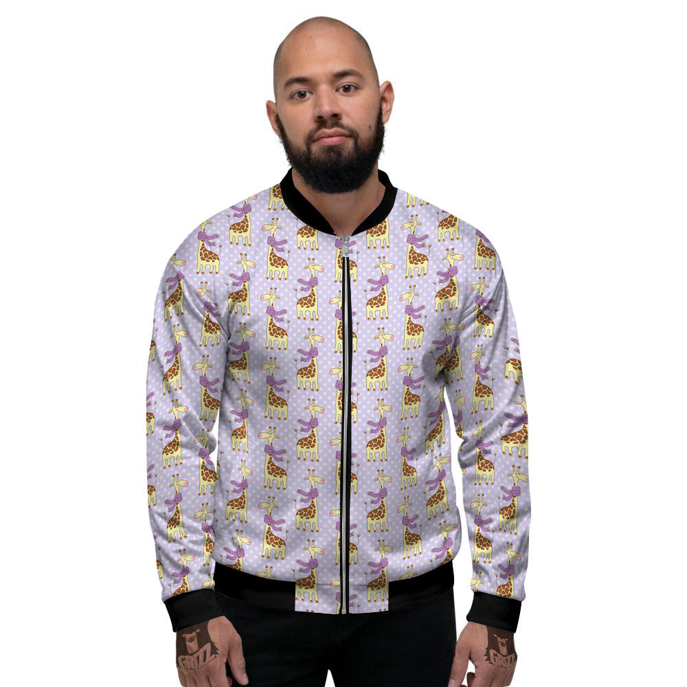 Scarf With Giraffe Print Pattern Men's Bomber Jacket-grizzshop