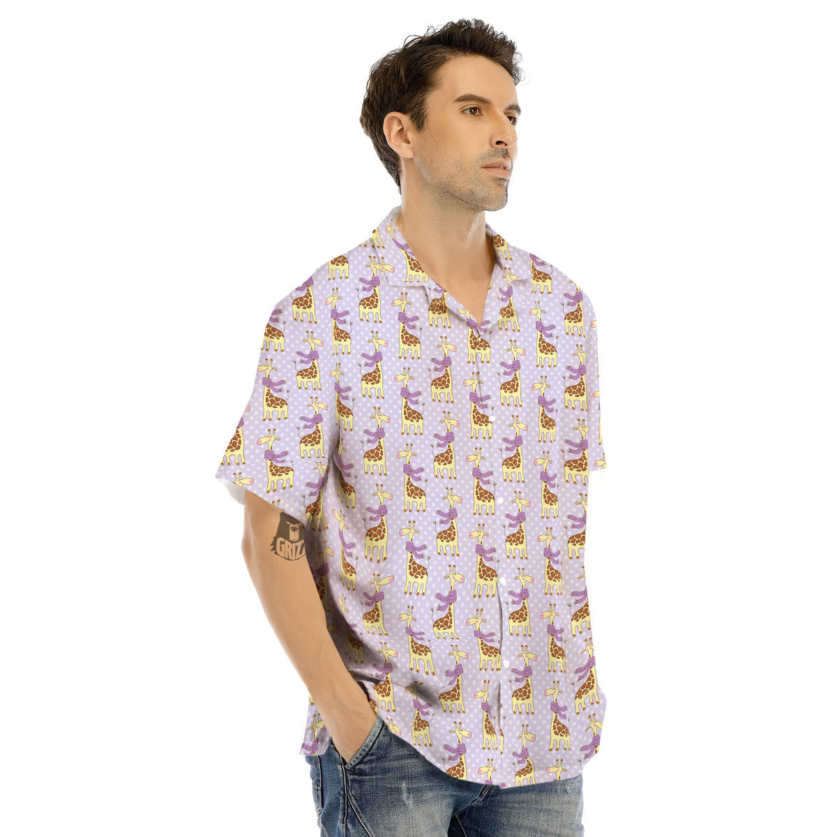 Scarf With Giraffe Print Pattern Men's Hawaiian Shirt-grizzshop