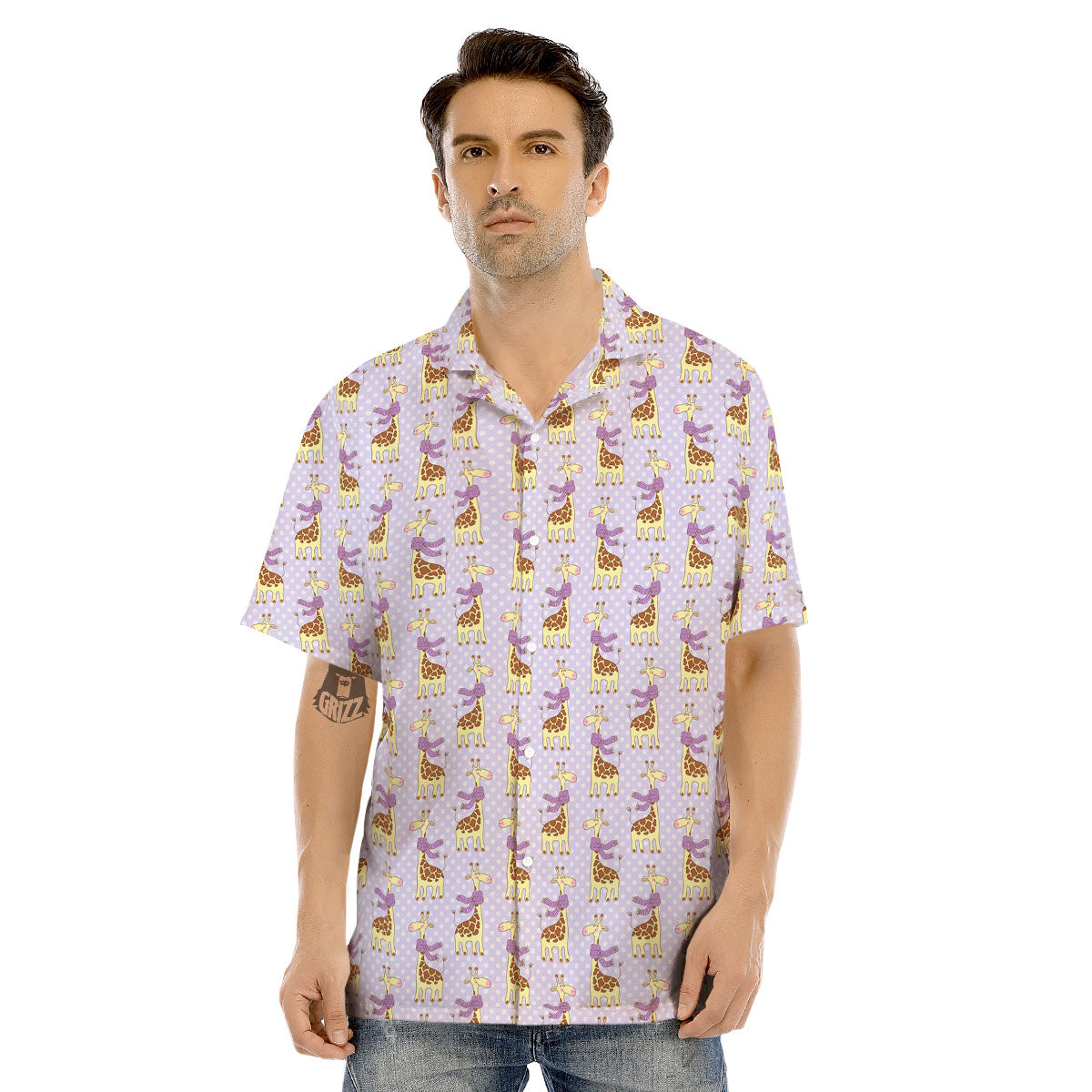 Scarf With Giraffe Print Pattern Men's Hawaiian Shirt-grizzshop