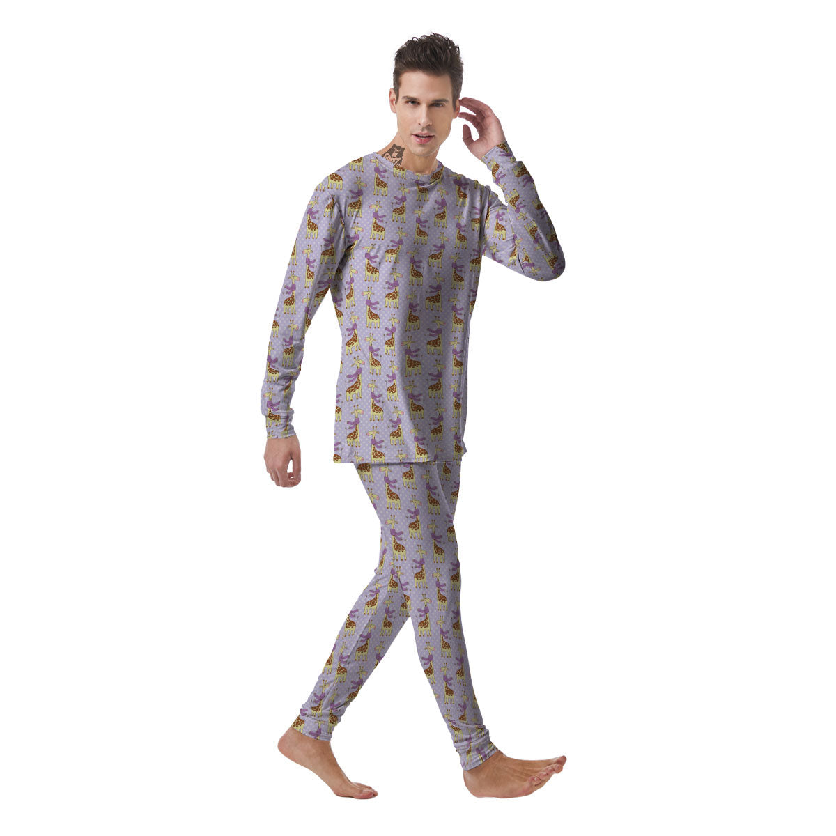 Scarf With Giraffe Print Pattern Men's Pajamas-grizzshop