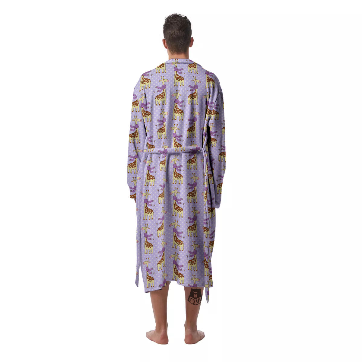Scarf With Giraffe Print Pattern Men's Robe-grizzshop