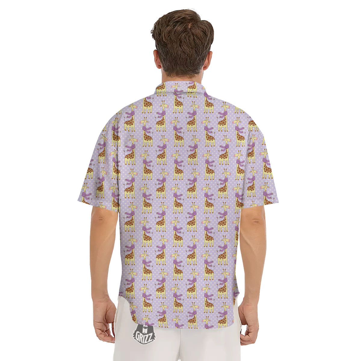 Scarf With Giraffe Print Pattern Men's Short Sleeve Shirts-grizzshop