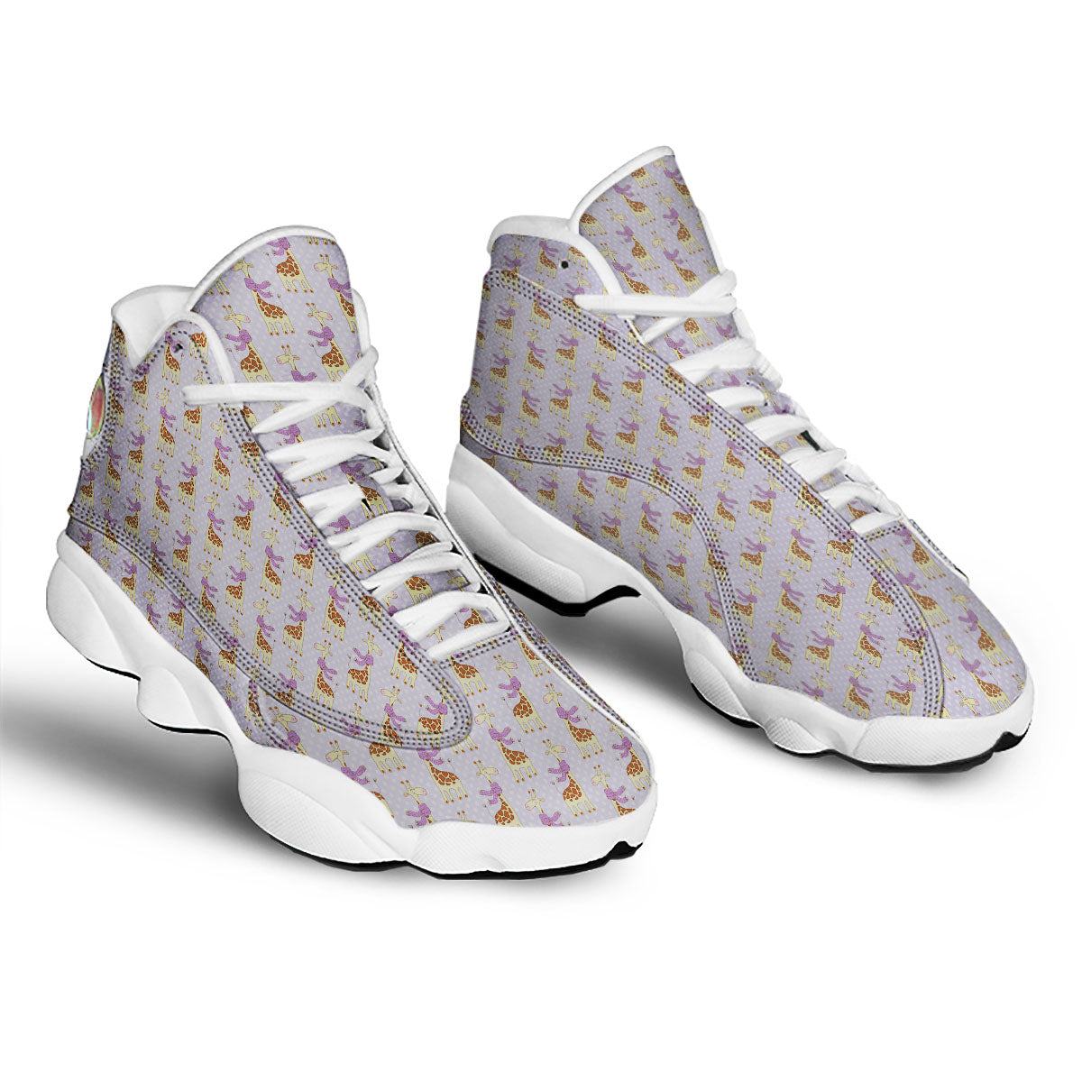 Scarf With Giraffe Print Pattern White Basketball Shoes-grizzshop