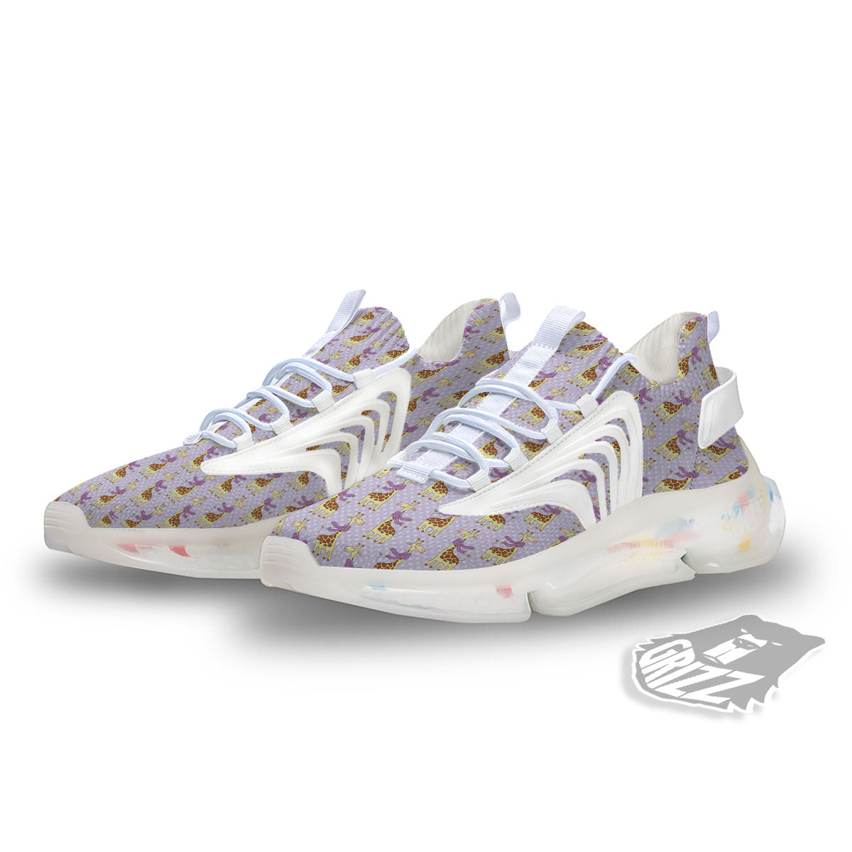 Scarf With Giraffe Print Pattern White Gym Shoes-grizzshop