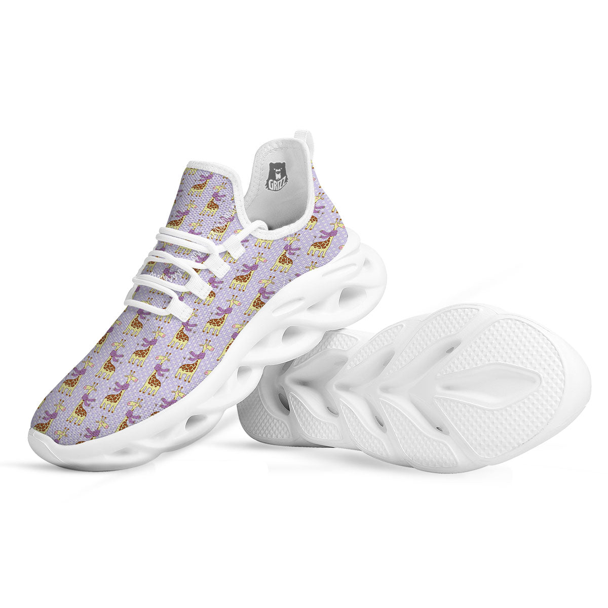 Scarf With Giraffe Print Pattern White Running Shoes-grizzshop