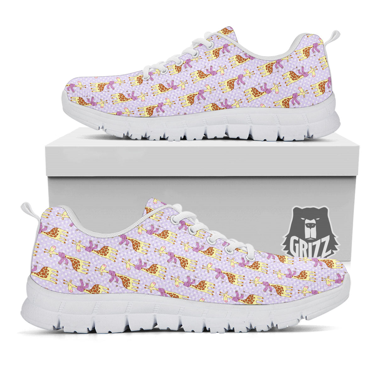 Scarf With Giraffe Print Pattern White Sneaker-grizzshop