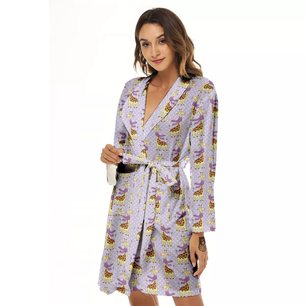 Scarf With Giraffe Print Pattern Women's Robe-grizzshop
