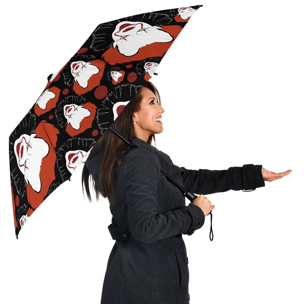 Scary Clown Pattern Print Automatic Foldable Umbrella-grizzshop