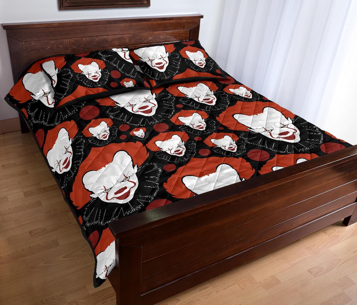 Scary Clown Pattern Print Bed Set Quilt-grizzshop