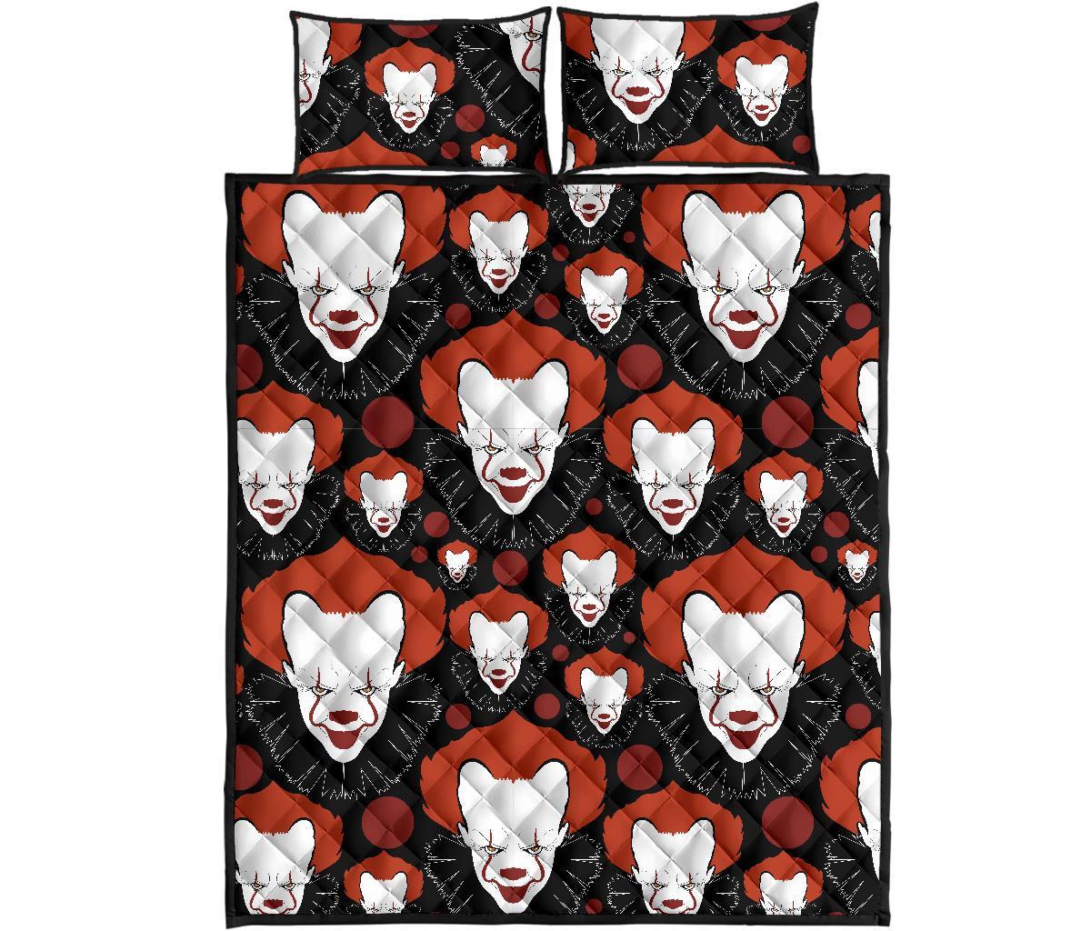 Scary Clown Pattern Print Bed Set Quilt-grizzshop