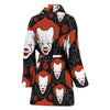 Scary Clown Pattern Print Women Long Robe-grizzshop