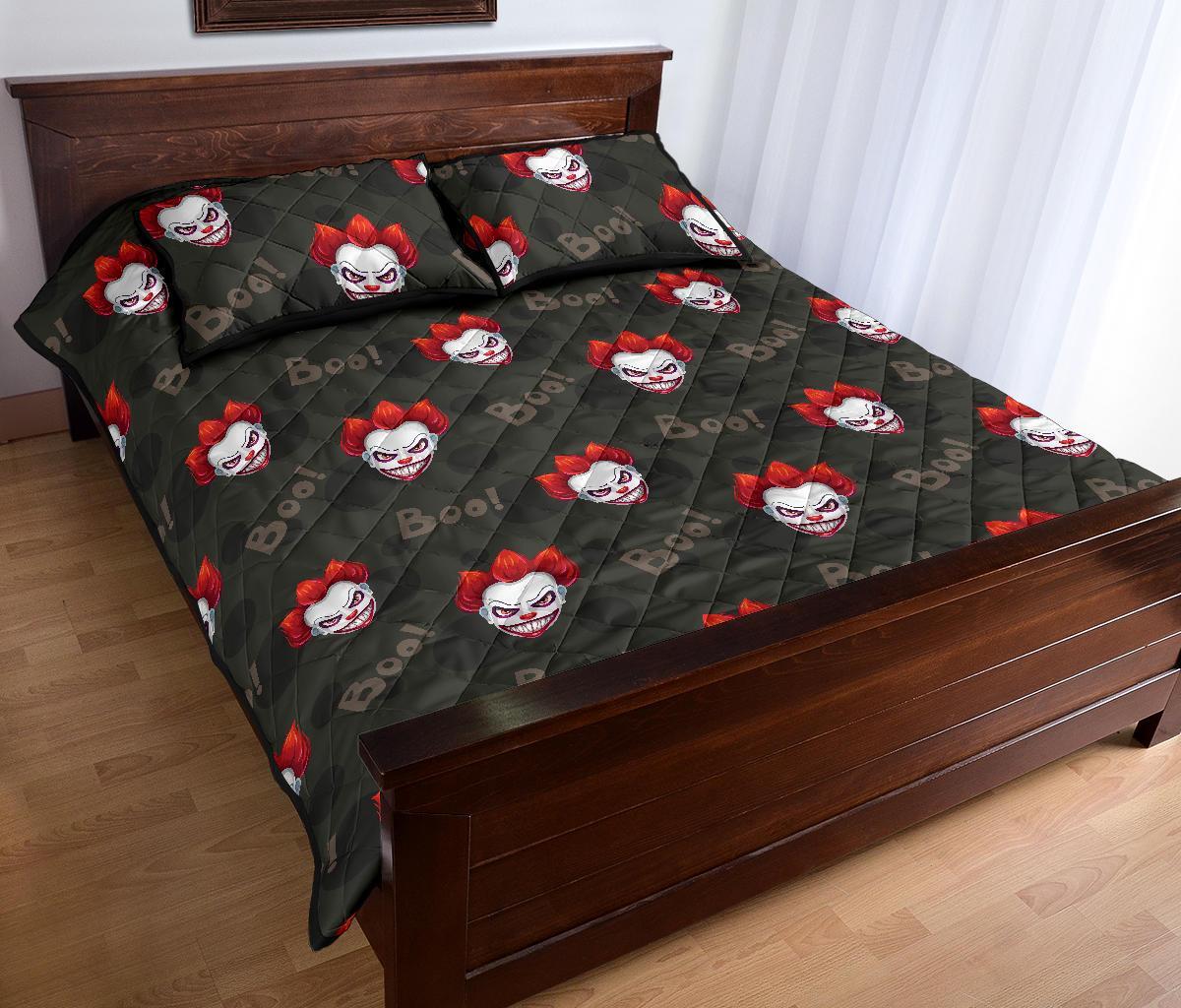 Scary Clown Print Pattern Bed Set Quilt-grizzshop