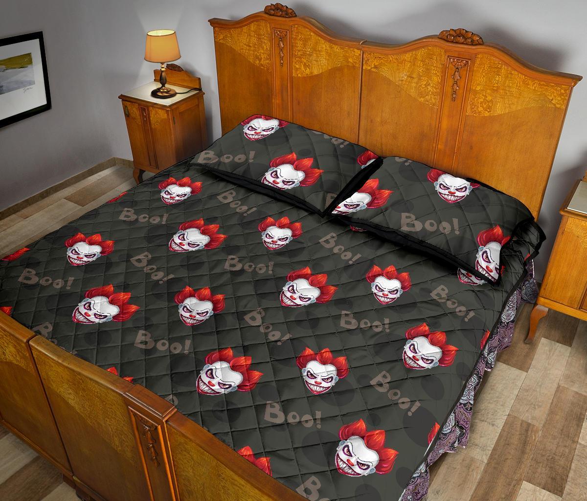 Scary Clown Print Pattern Bed Set Quilt-grizzshop