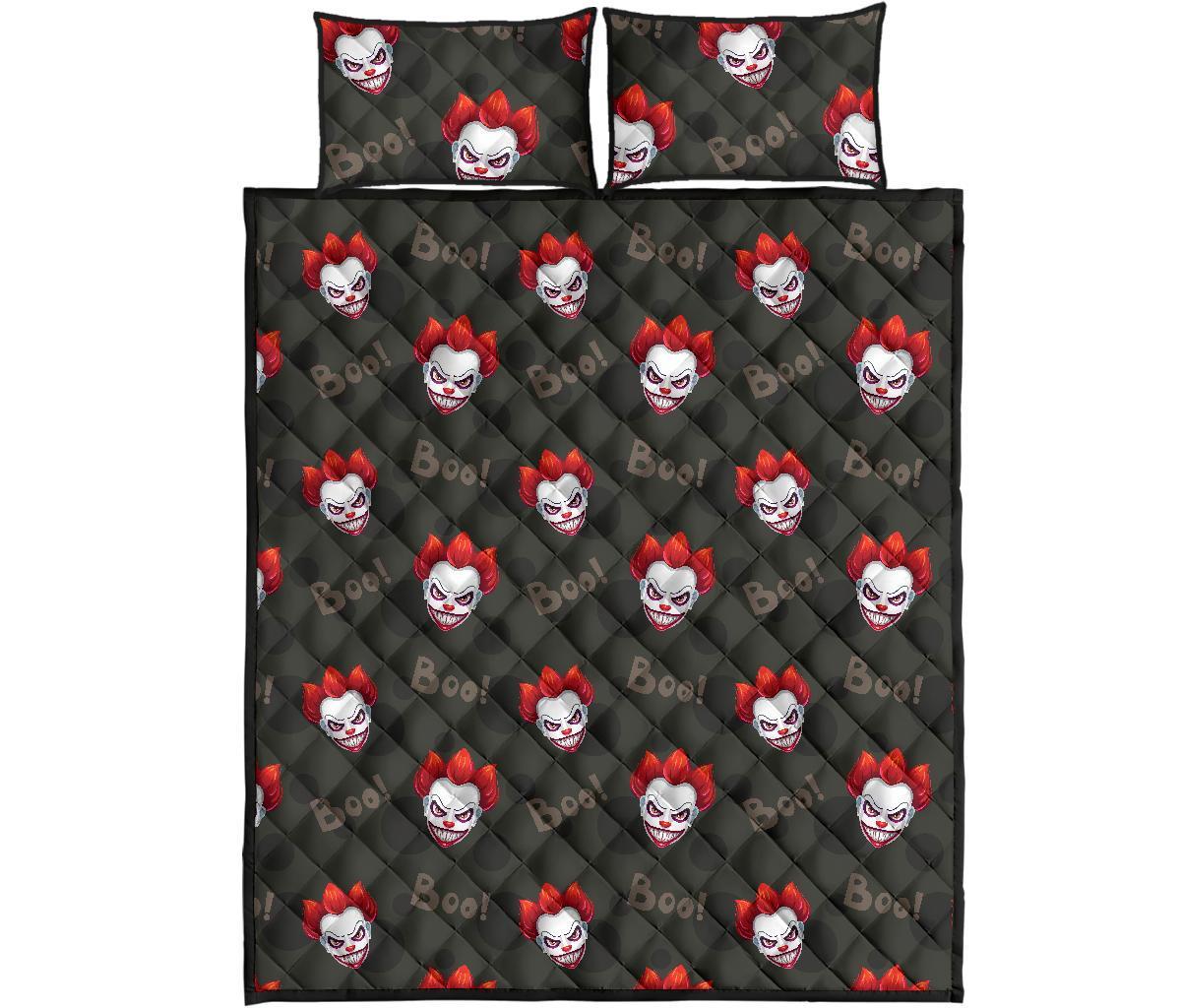 Scary Clown Print Pattern Bed Set Quilt-grizzshop