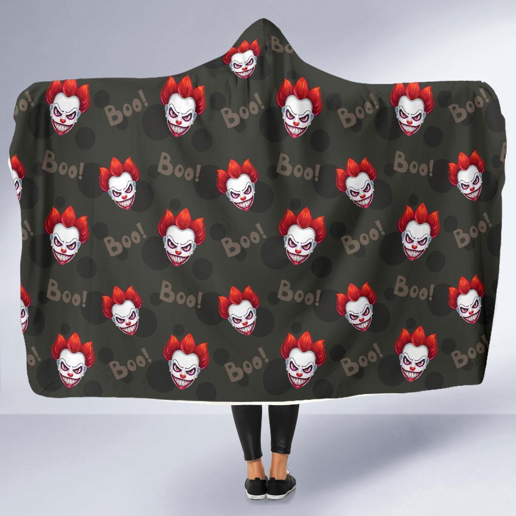 Scary Clown Print Pattern Hooded Blanket-grizzshop