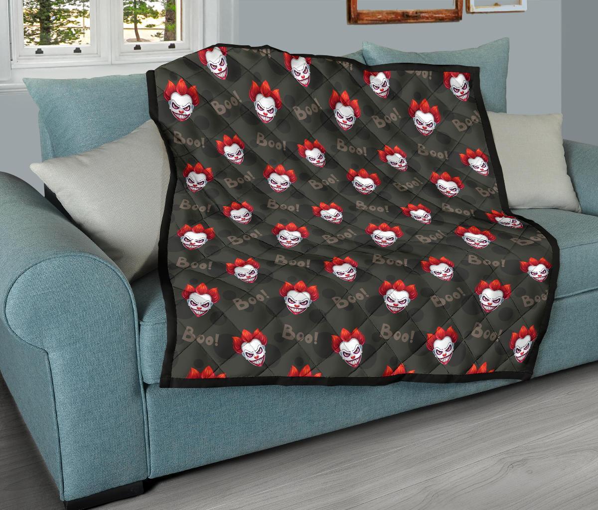 Scary Clown Print Pattern Quilt-grizzshop