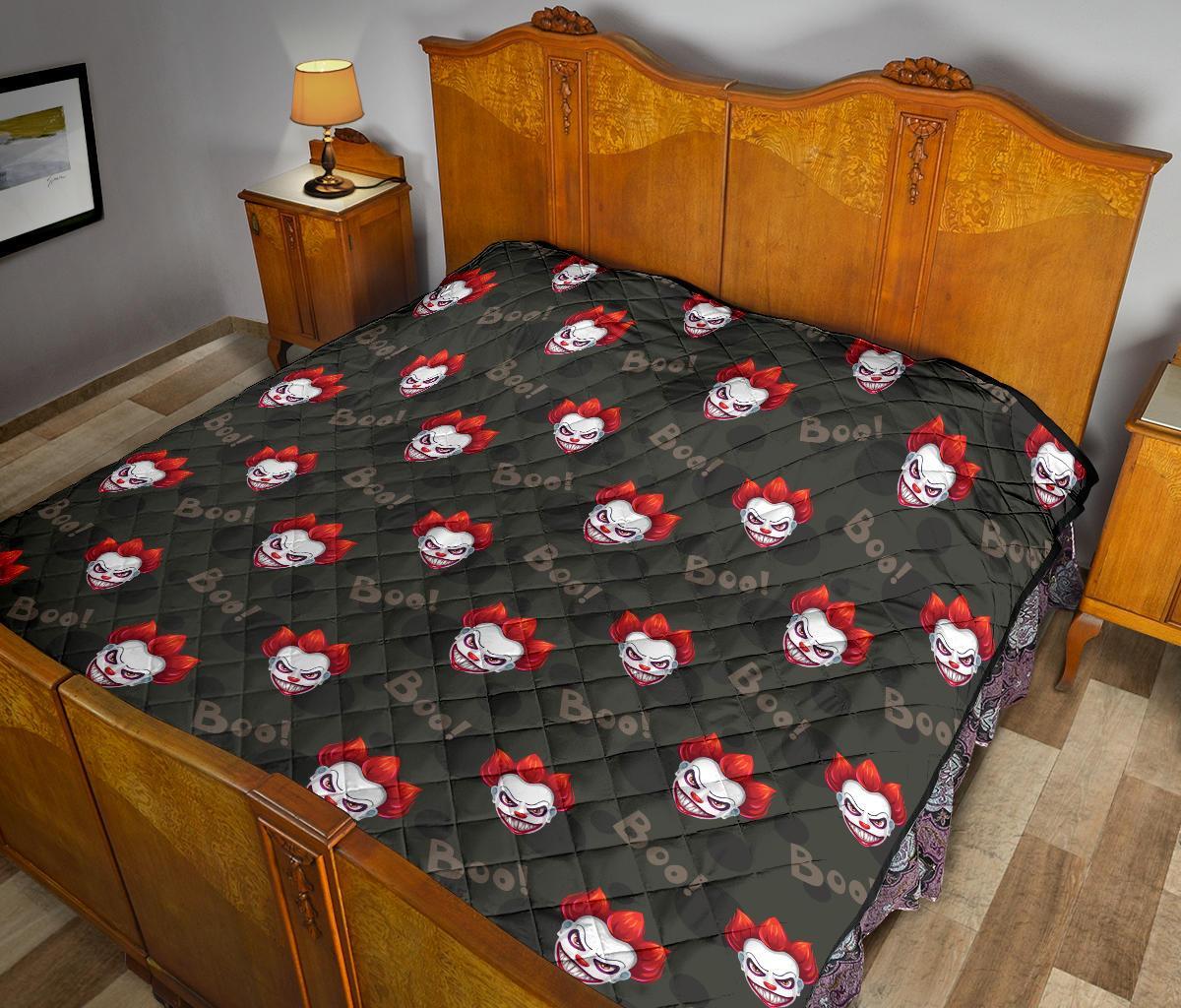 Scary Clown Print Pattern Quilt-grizzshop