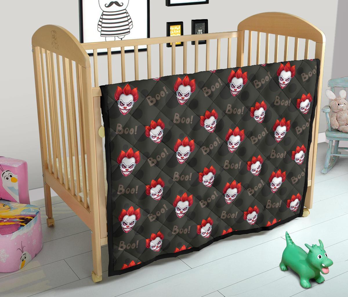 Scary Clown Print Pattern Quilt-grizzshop