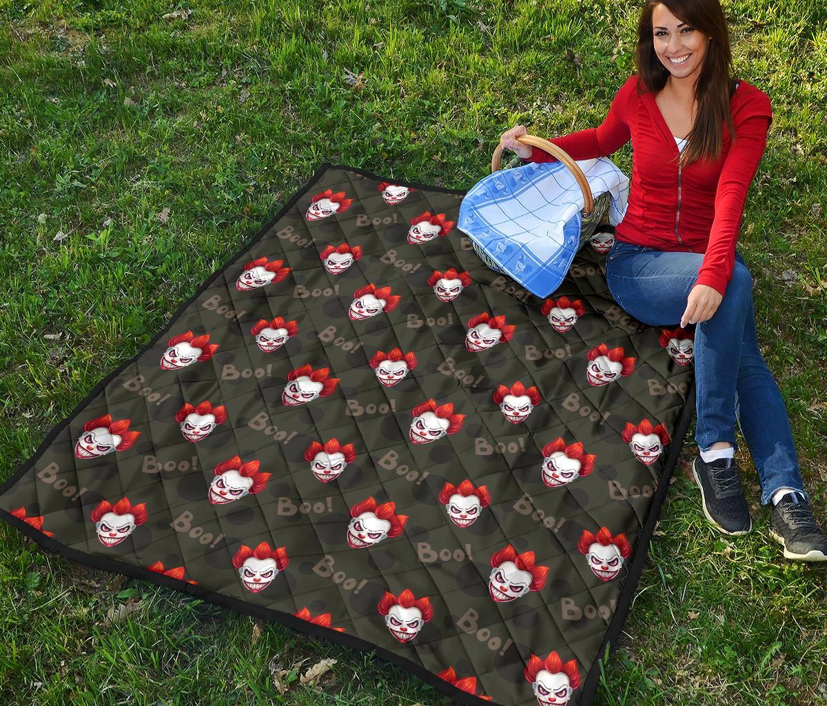 Scary Clown Print Pattern Quilt-grizzshop