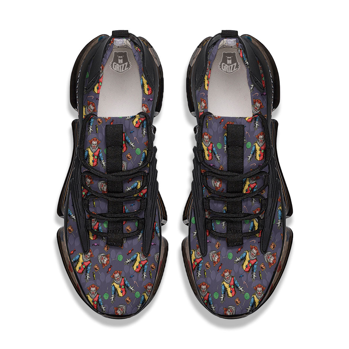 Scary Evil Clown Print Pattern Black Gym Shoes-grizzshop