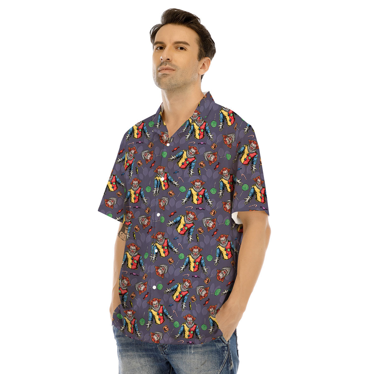 Scary Evil Clown Print Pattern Men's Hawaiian Shirt-grizzshop