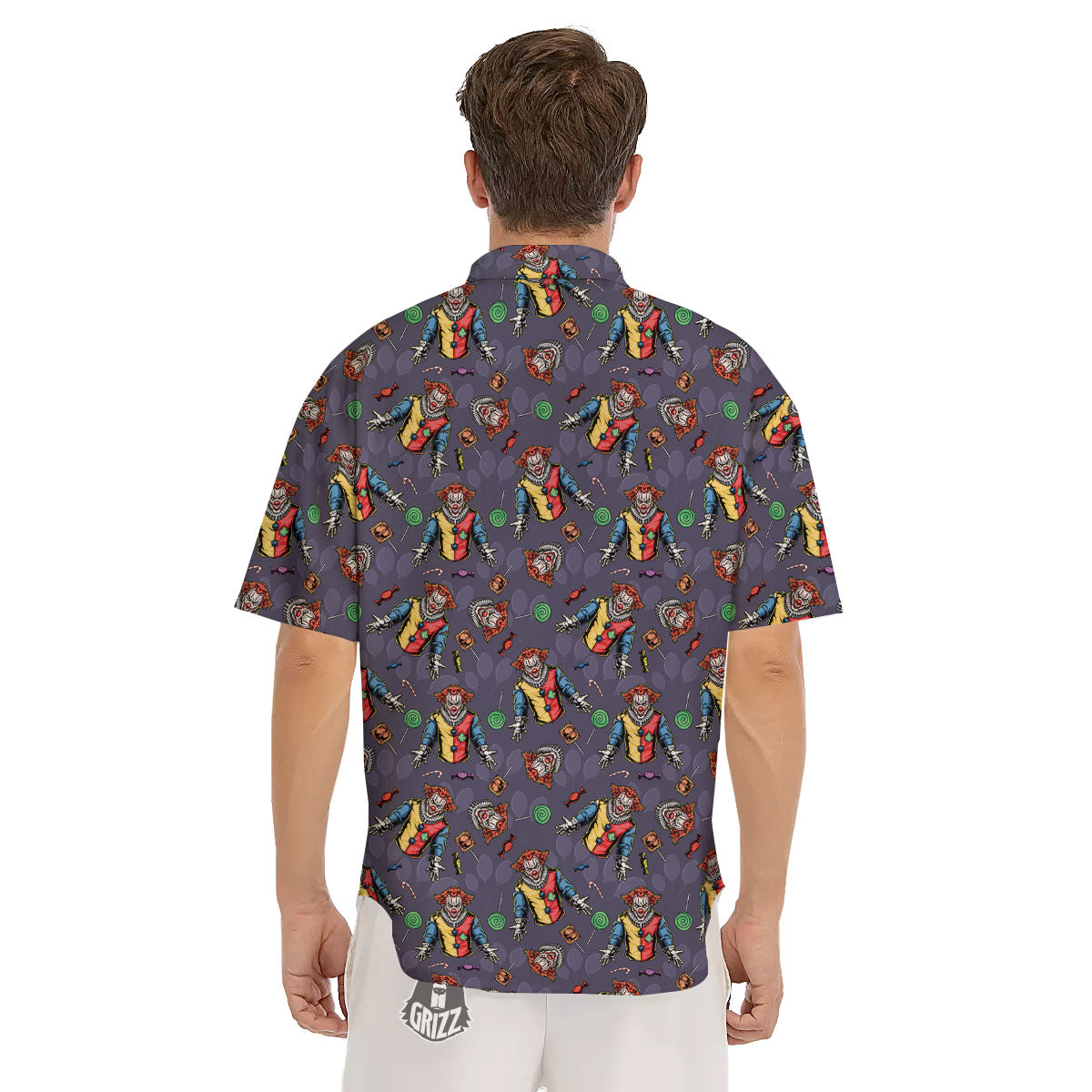 Scary Evil Clown Print Pattern Men's Short Sleeve Shirts-grizzshop