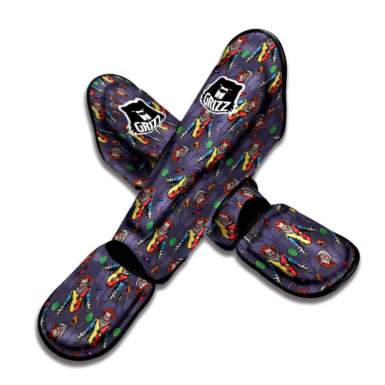 Scary Evil Clown Print Pattern Muay Thai Shin Guards-grizzshop