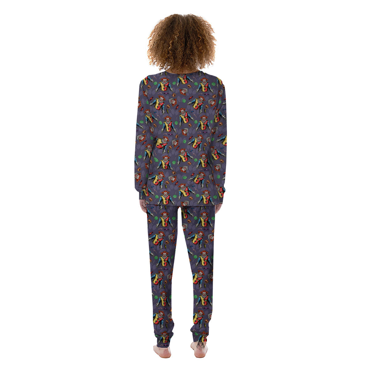 Scary Evil Clown Print Pattern Women's Pajamas-grizzshop