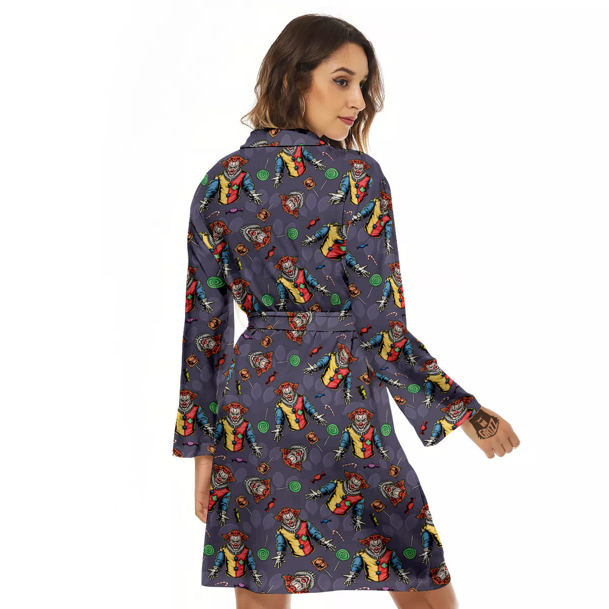 Scary Evil Clown Print Pattern Women's Robe-grizzshop
