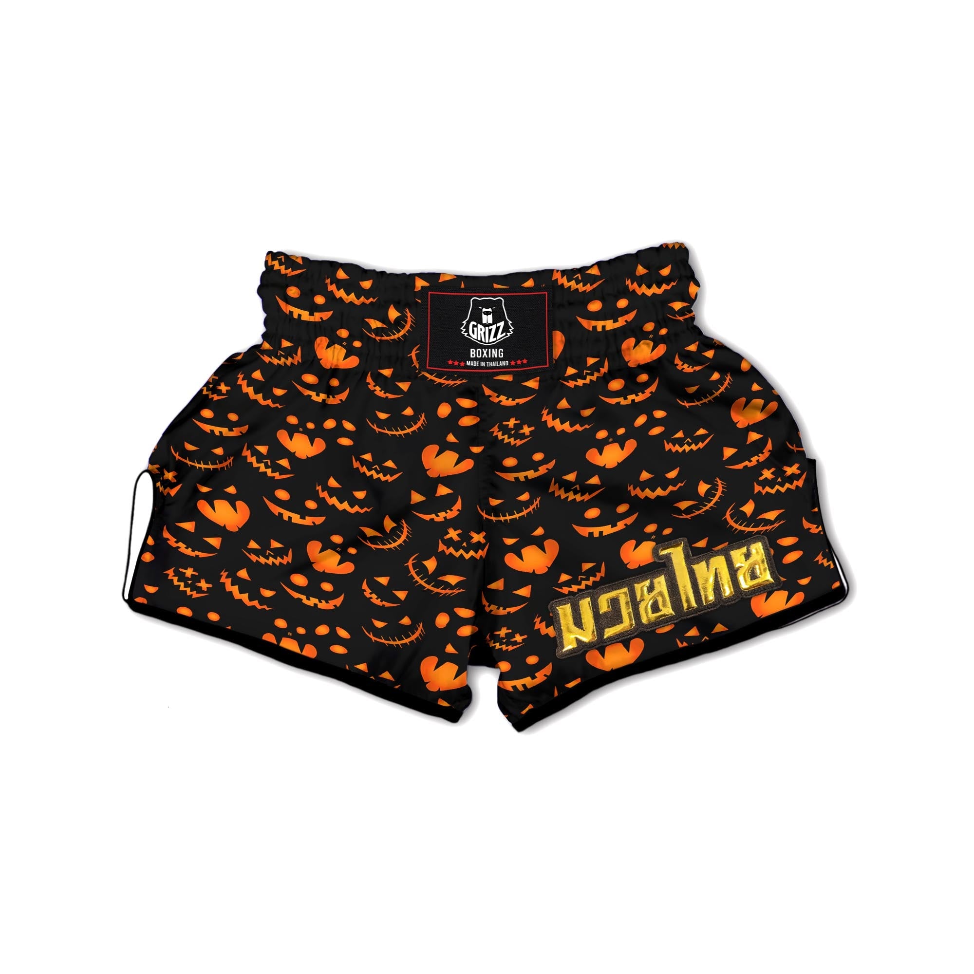 Scary Pumpkin Halloween Print Pattern Muay Thai Boxing Shorts-grizzshop
