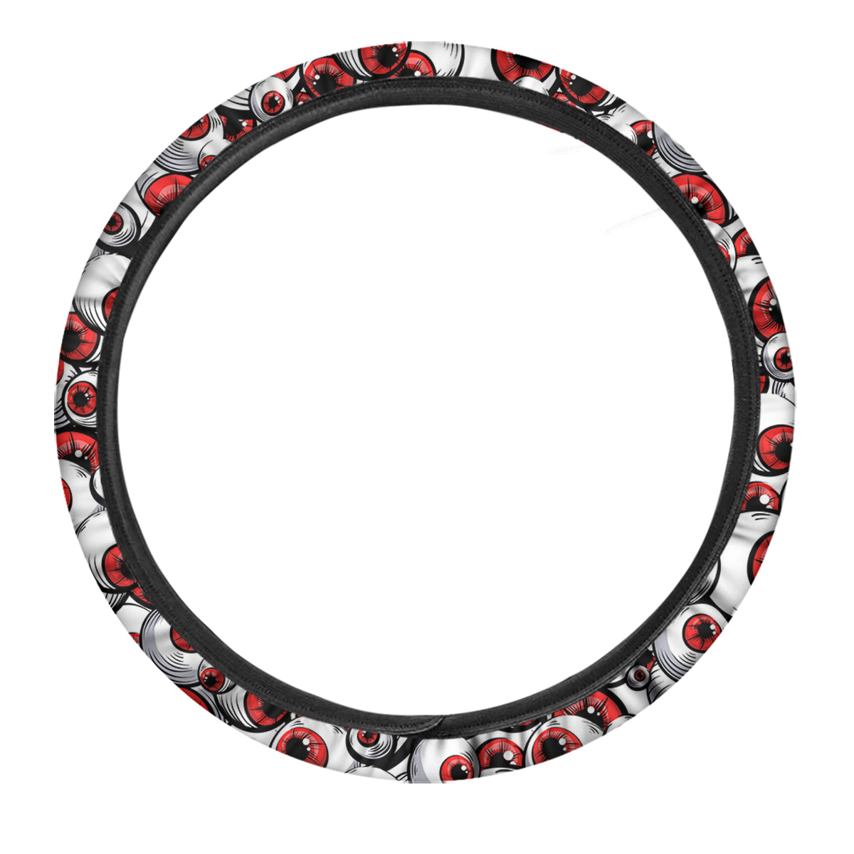 Scary Red Eyes Print Pattern Car Steering Wheel Cover-grizzshop